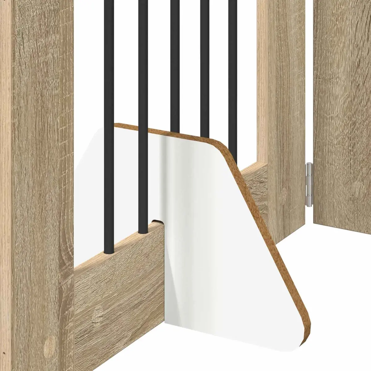 Foldable Dog Gate Brown 60cm 8 Panels Indoor Pet Barrier Fence
