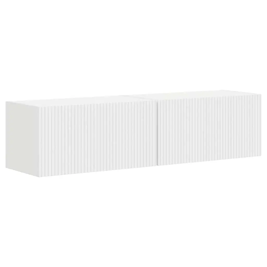 TV Wall Cabinet 2 Pieces White Modern Storage Unit Living Room Furniture
