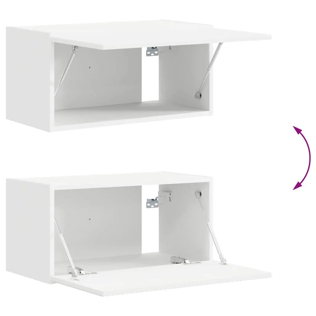 TV Wall Cabinet 2 Pieces White Modern Storage Unit Living Room Furniture