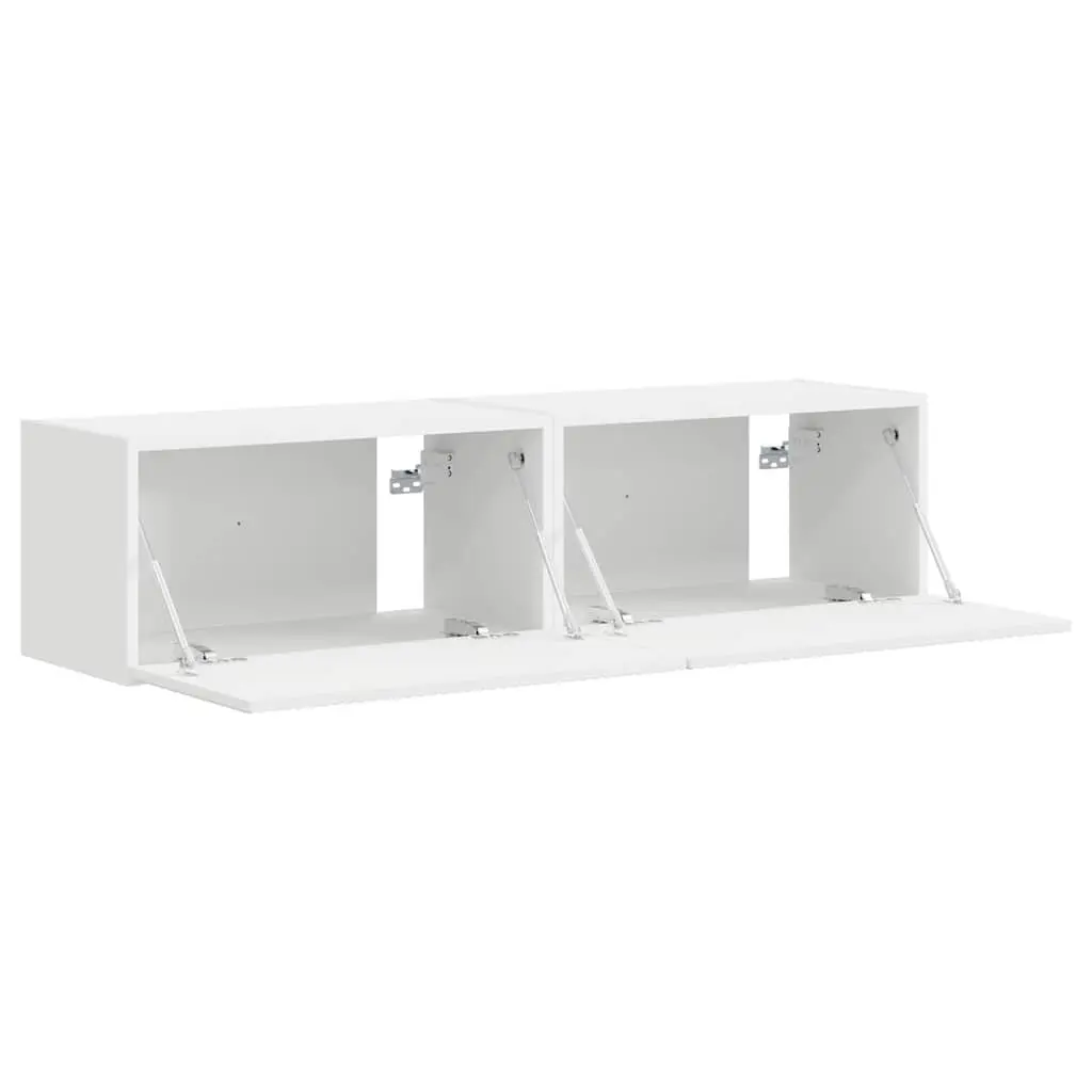 TV Wall Cabinet 2 Pieces White Modern Storage Unit Living Room Furniture