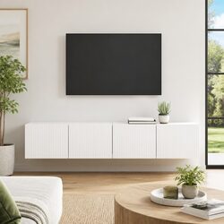 Compact White TV Wall Cabinet Set - Modern Storage