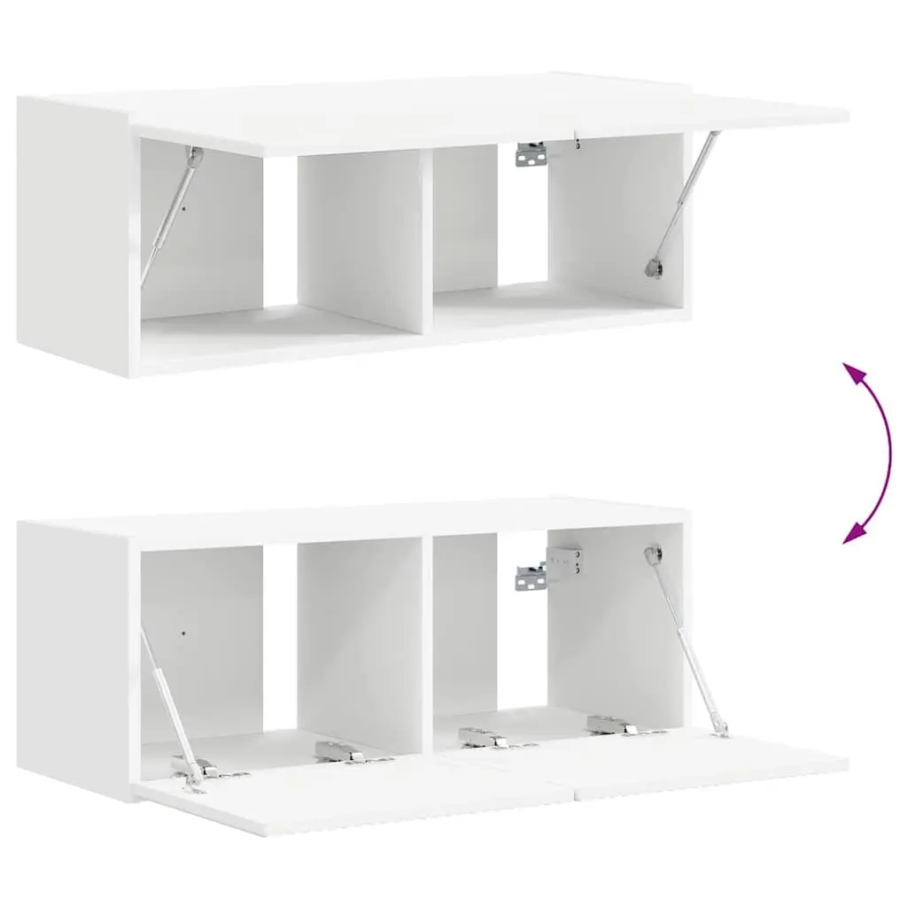TV Wall Cabinet 2 Pieces White Modern Storage Unit 78.5 x 31 x 29.5 cm