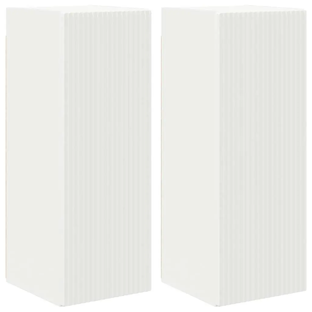 TV Wall Cabinet White 2 Pieces Modern Wall Mount Storage Unit