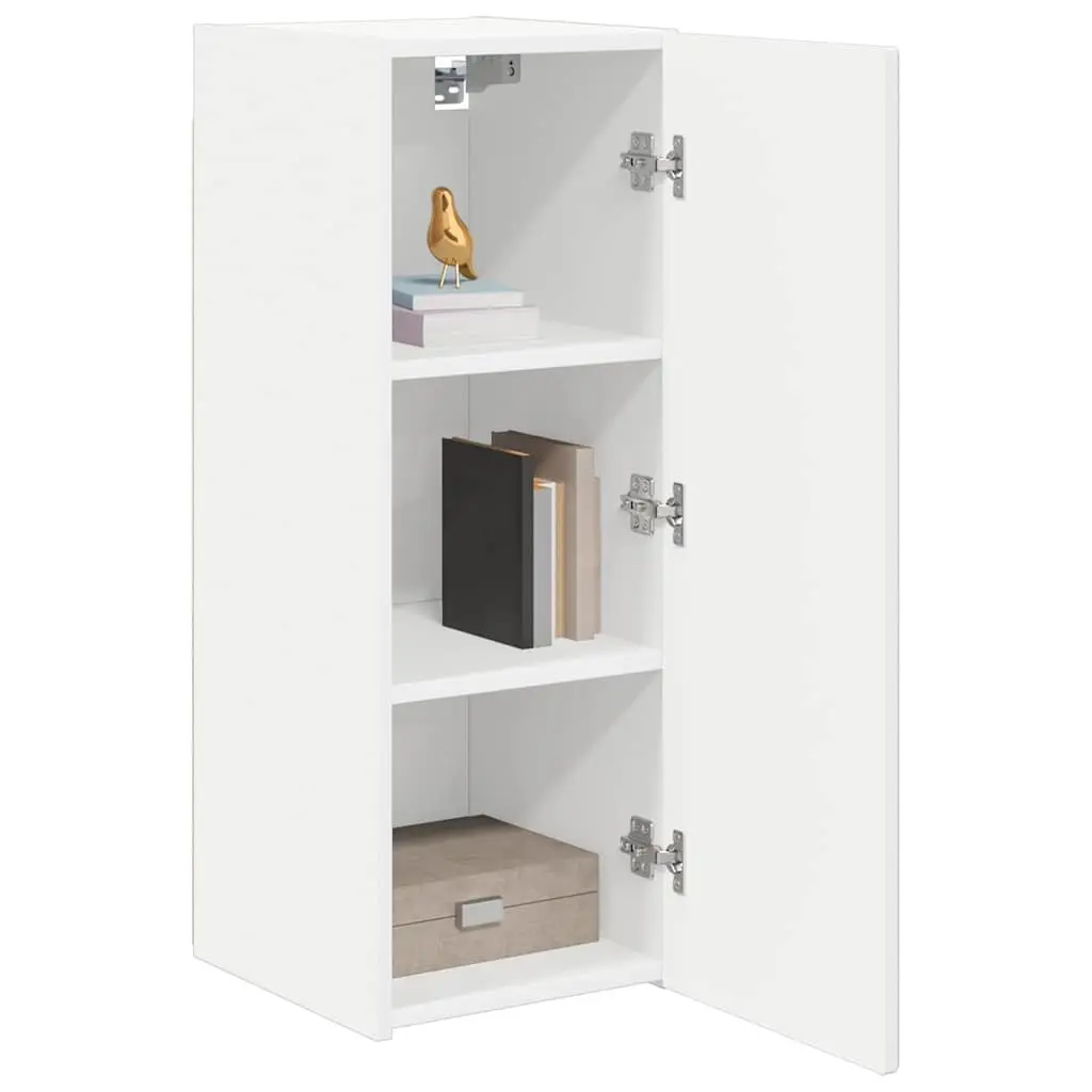 TV Wall Cabinet White 2 Pieces Modern Wall Mount Storage Unit