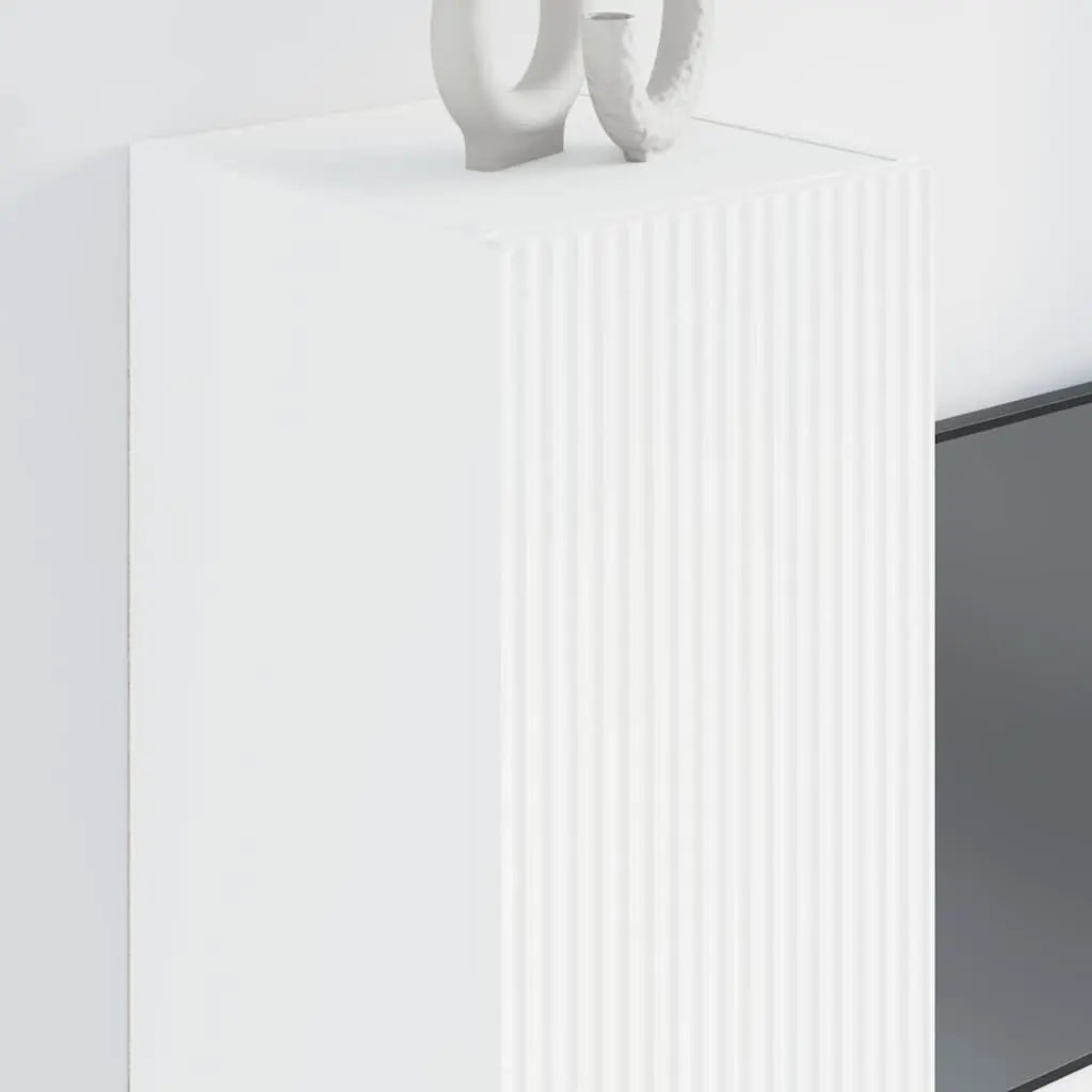 TV Wall Cabinet White 2 Pieces Modern Wall Mount Storage Unit