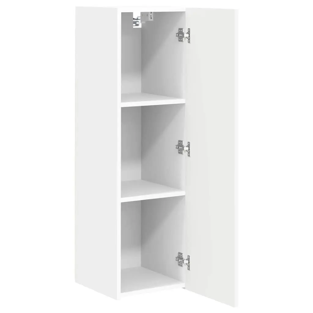 White TV Wall Cabinet 2 Pcs Wall Mounted Storage Unit Modern Living Room