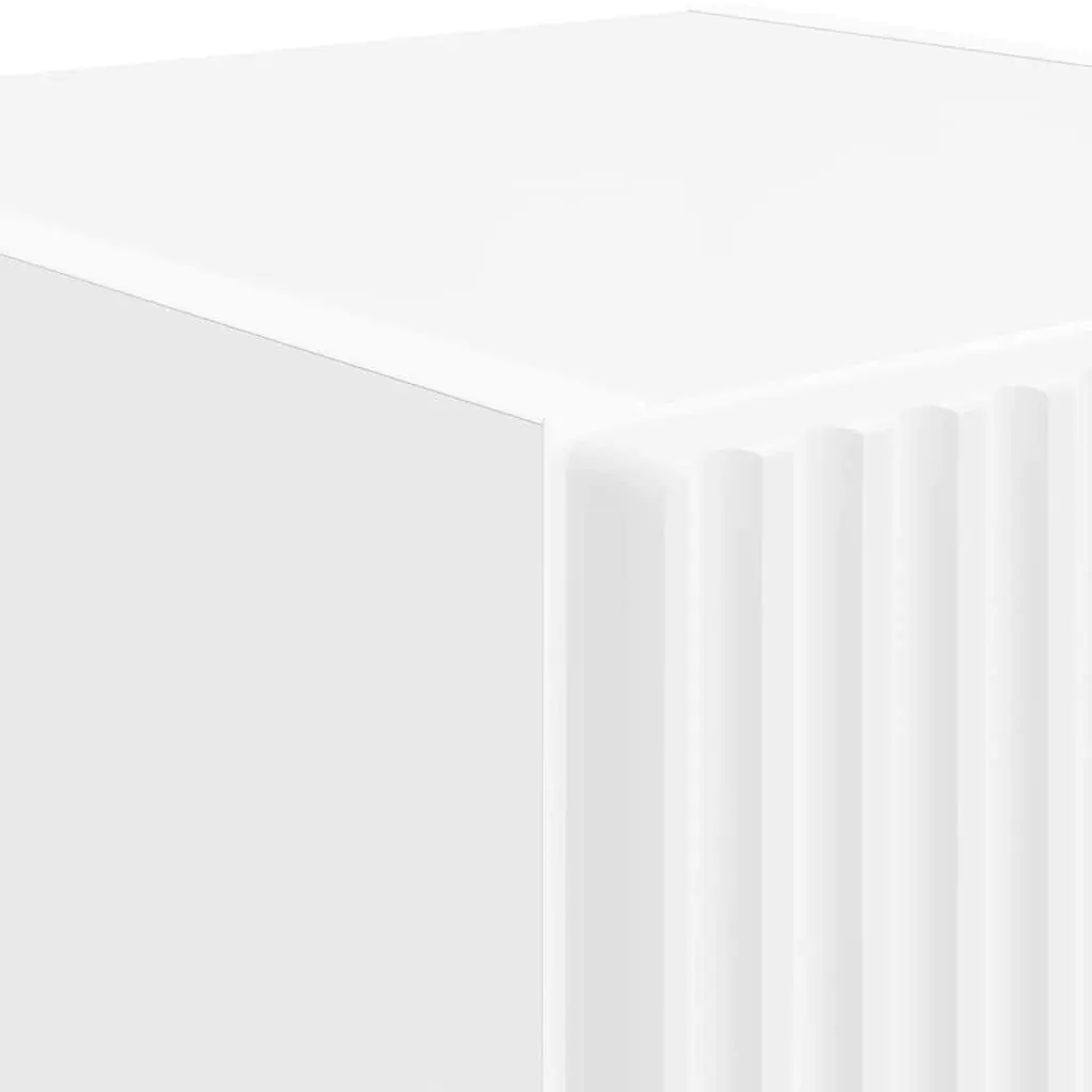 White TV Wall Cabinet 2 Pcs Wall Mounted Storage Unit Modern Living Room