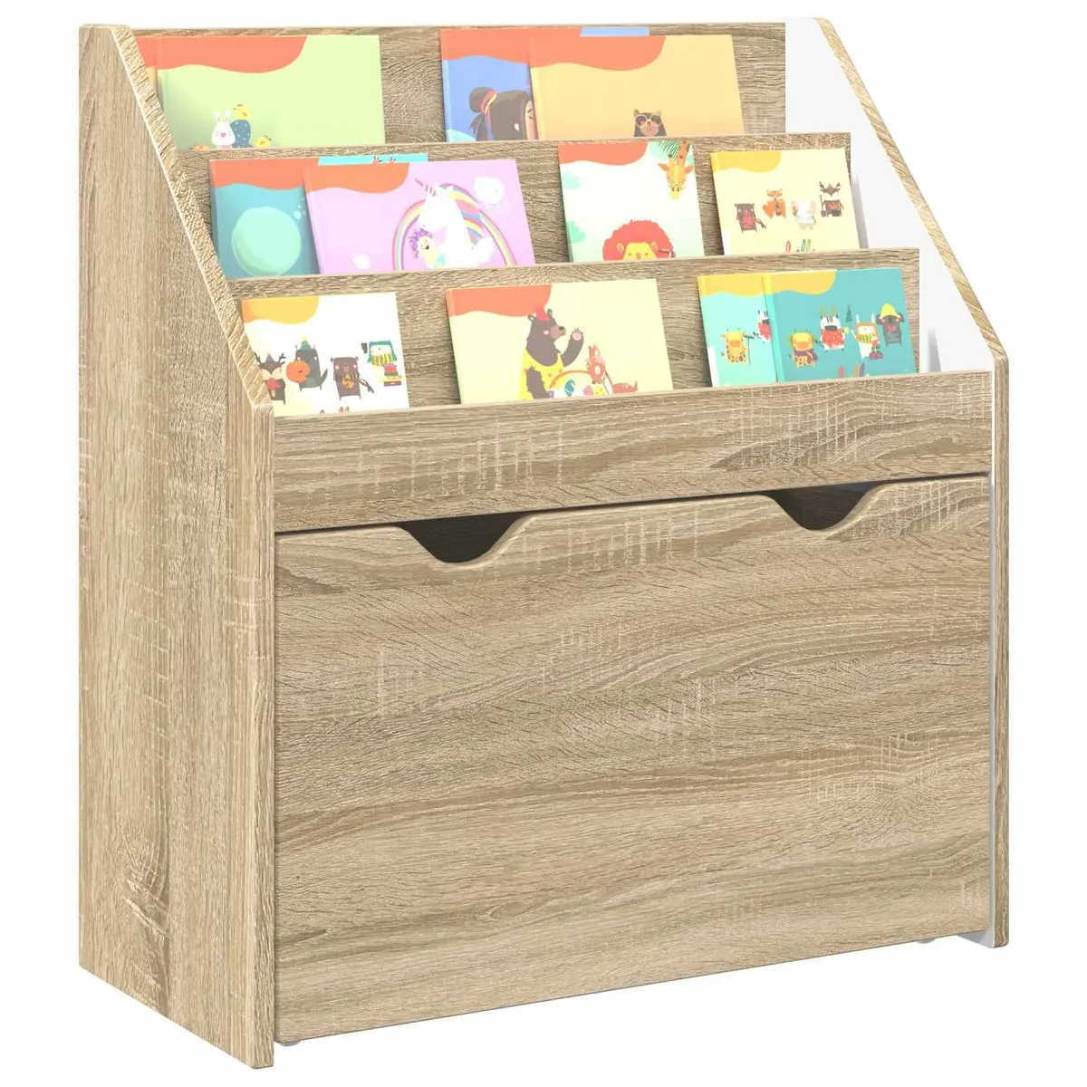 Kids Bookshelf Storage Cabinet Engineered Wood Free Standing Children Furniture