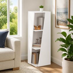 Concise Modern White Side Shelf Bookcase for Storage