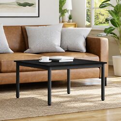 Concise Modern Black Coffee Table: 80 x 80 x 45 cm
