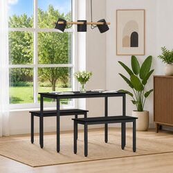 Compact Black Dining Bench with Sturdy Build