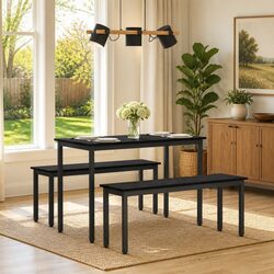 Concise and Modern Black Rectangle Dining Bench