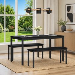 Compact Dining Table 140x80x75cm in Black Metal