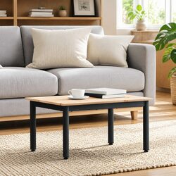 Concise Modern Coffee Table with Solid Pine Top
