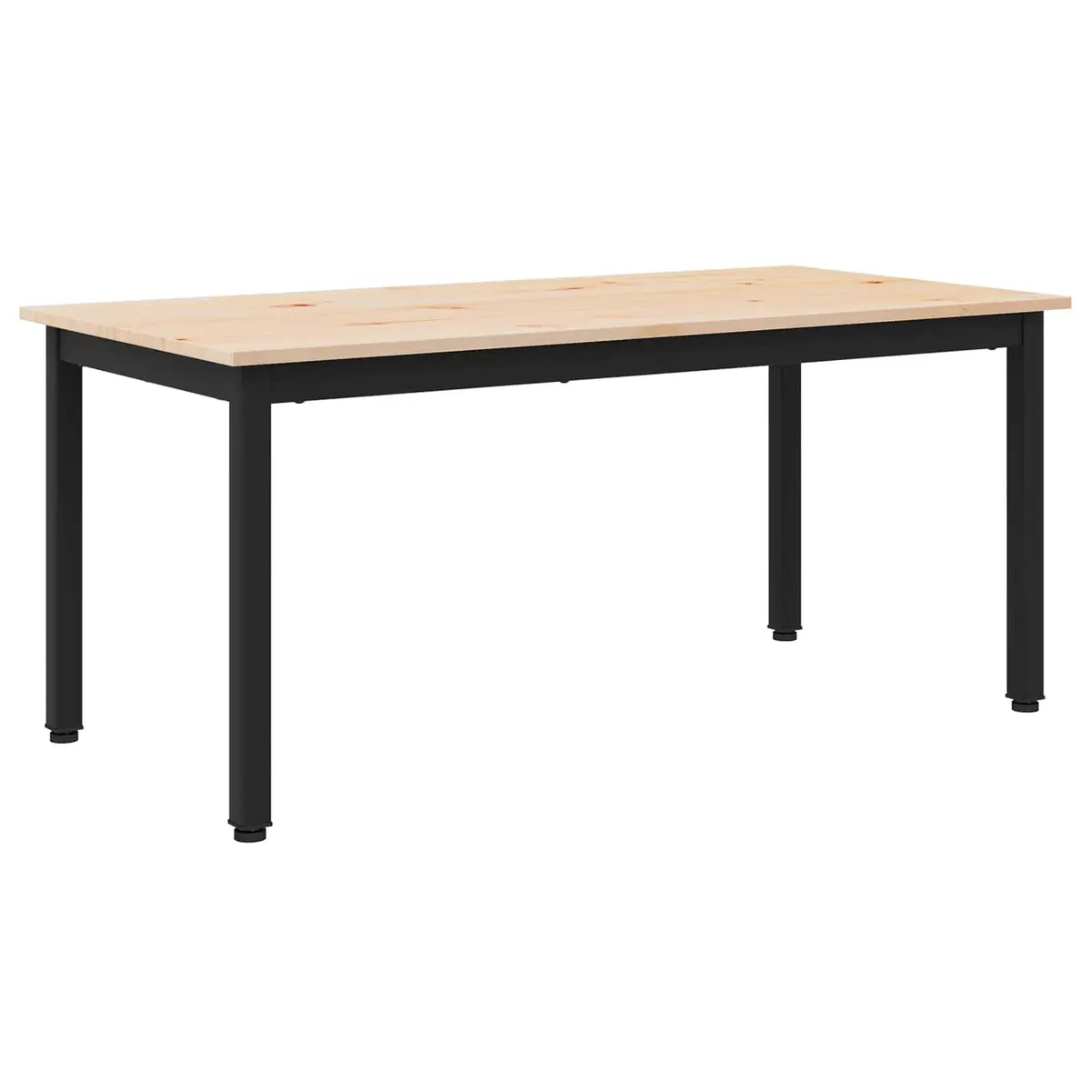 Coffee Table Modern Design Solid Pine Wood Top Square Metal Legs Living Room