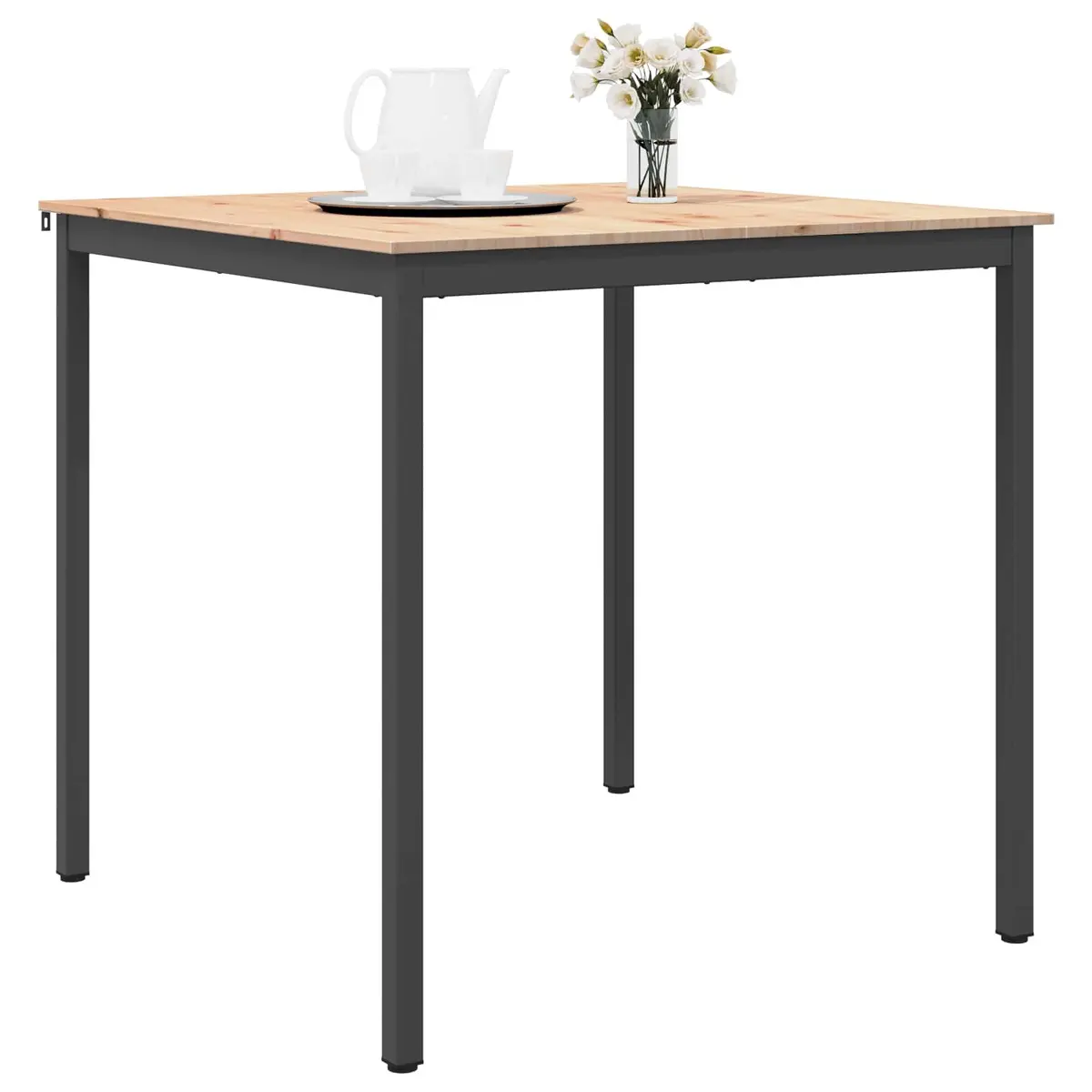 Bar Table Brown 110cm Solid Pine Wood Metal Legs H-Shaped Support