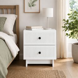Compact White Bedside Cabinet with Ample Storage