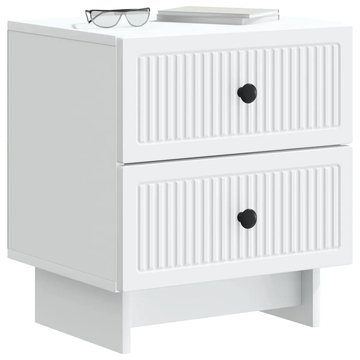 White Bedside Cabinet Engineered Wood Compact Vintage Modern Storage Nightstand Table 43 x 34.5 x 47.5 cm