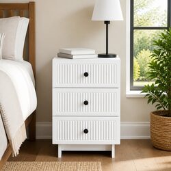 Efficient White Bedside Cabinet with Convenient Storage