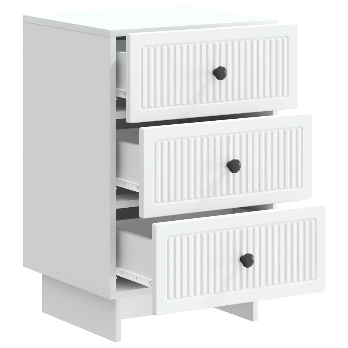 Bedside Cabinet Engineered Wood White 43x41x66.5cm Smooth Sliding Drawers Modern Storage