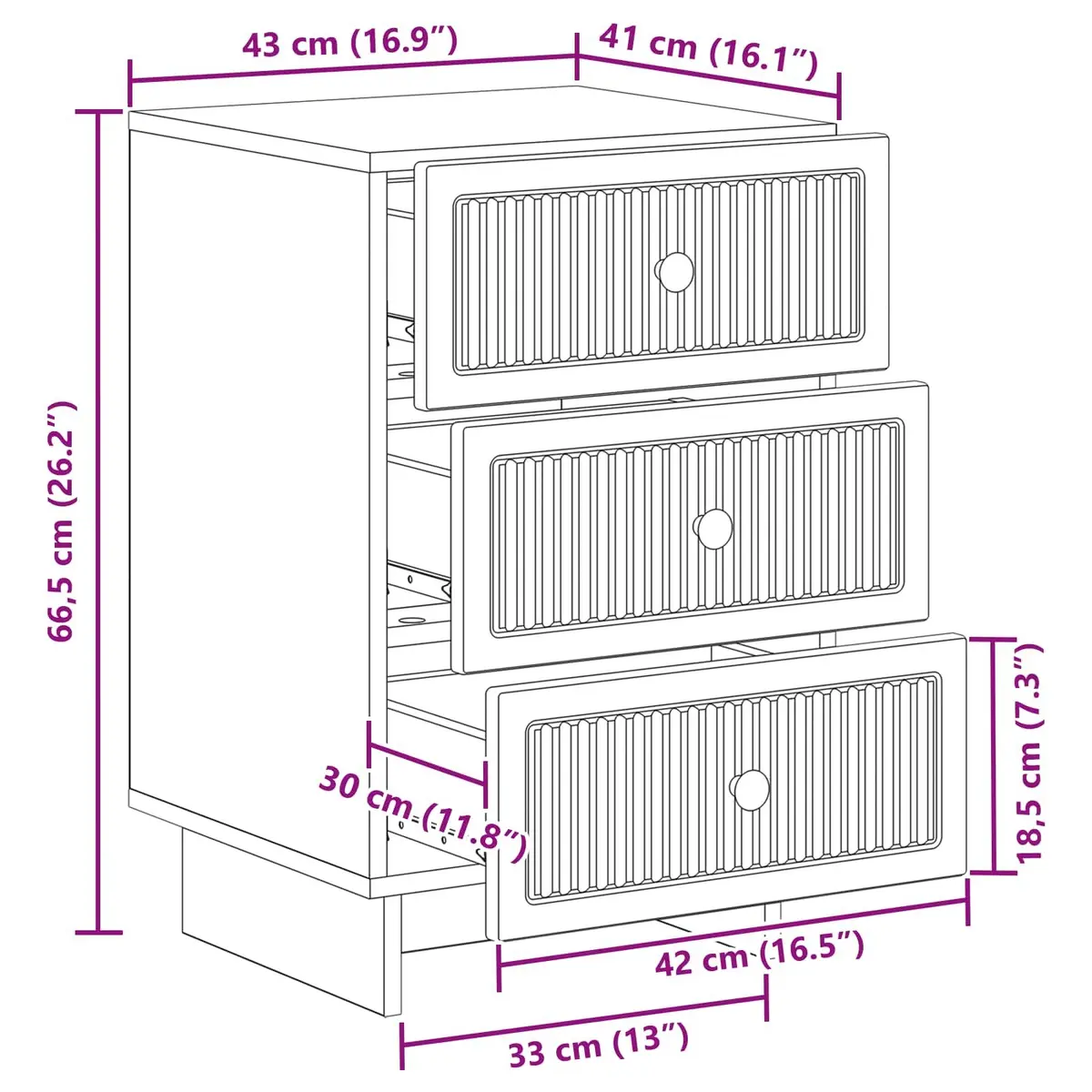 Bedside Cabinet Engineered Wood White 43x41x66.5cm Smooth Sliding Drawers Modern Storage