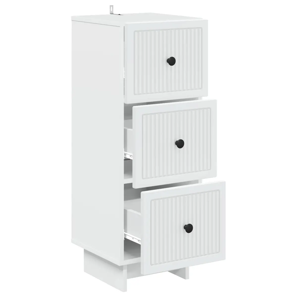 Drawer Cabinet White Engineered Wood 33 x 34.5 x 90 cm Vintage Styling for Living Areas and Bedroom Storage