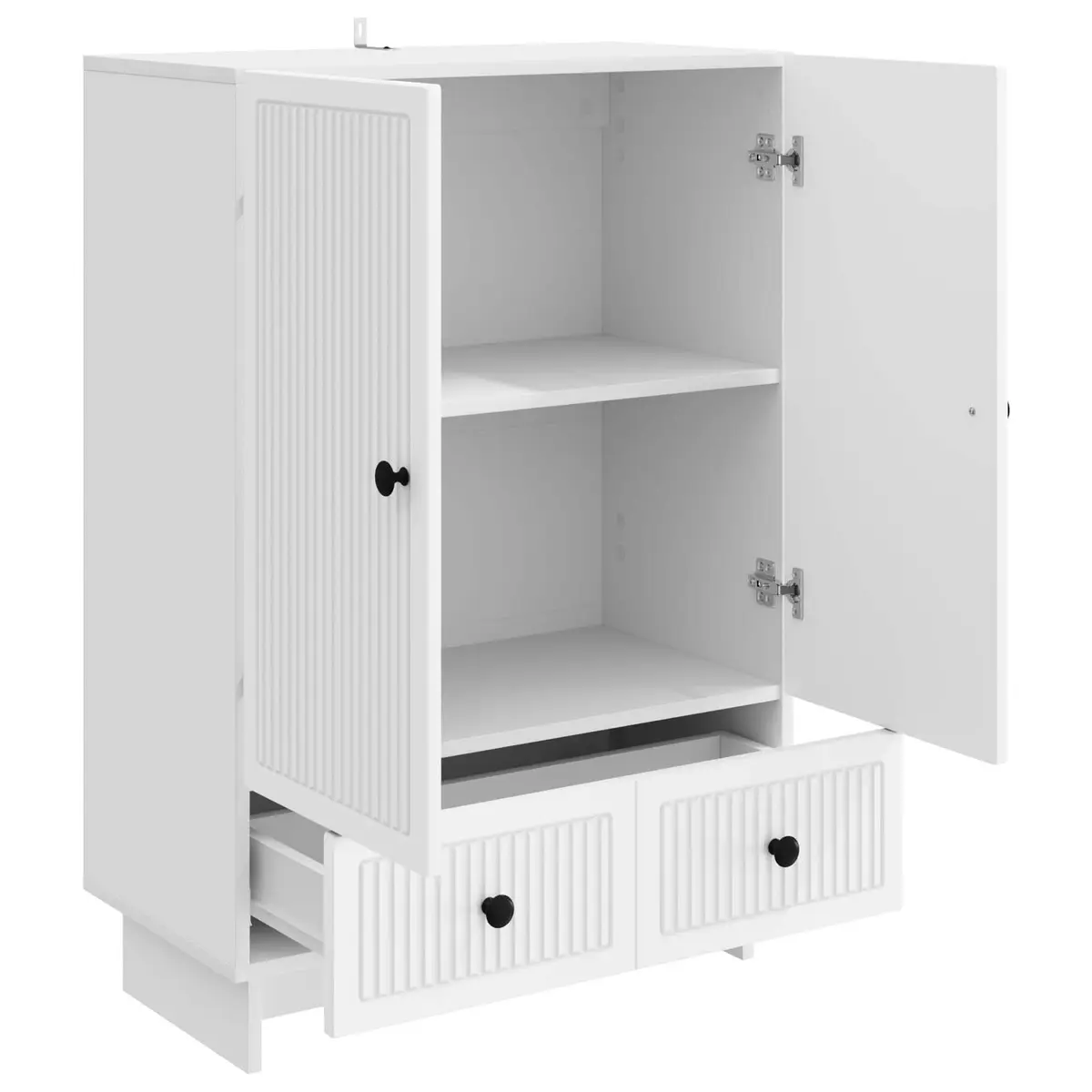 Sideboard White Engineered Wood Storage Cabinet with Drawers and Doors
