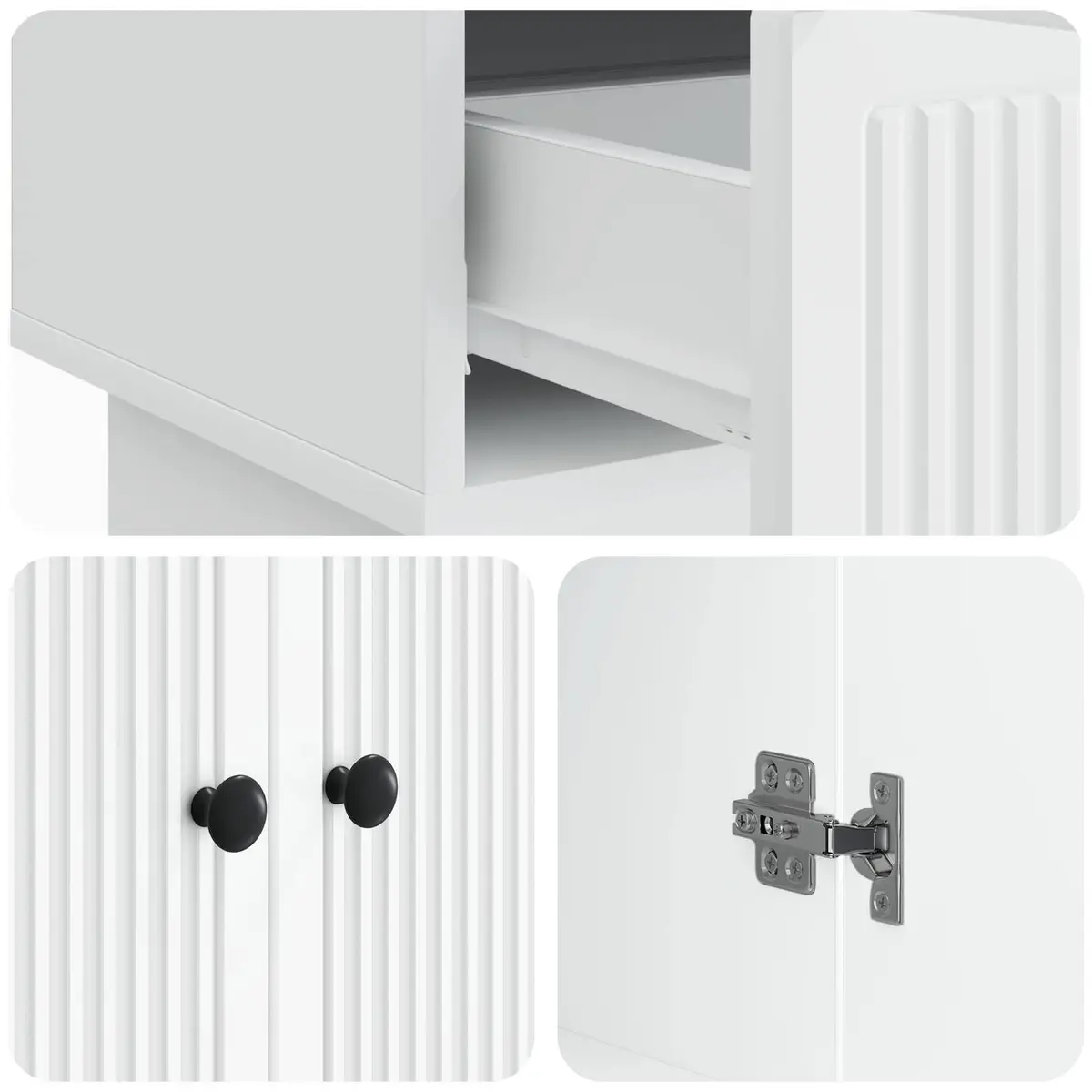 Sideboard White Engineered Wood Storage Cabinet with Drawers and Doors