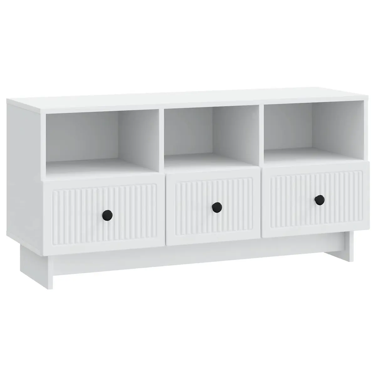 TV Cabinet White Modern Engineered Wood Storage Unit with Drawer