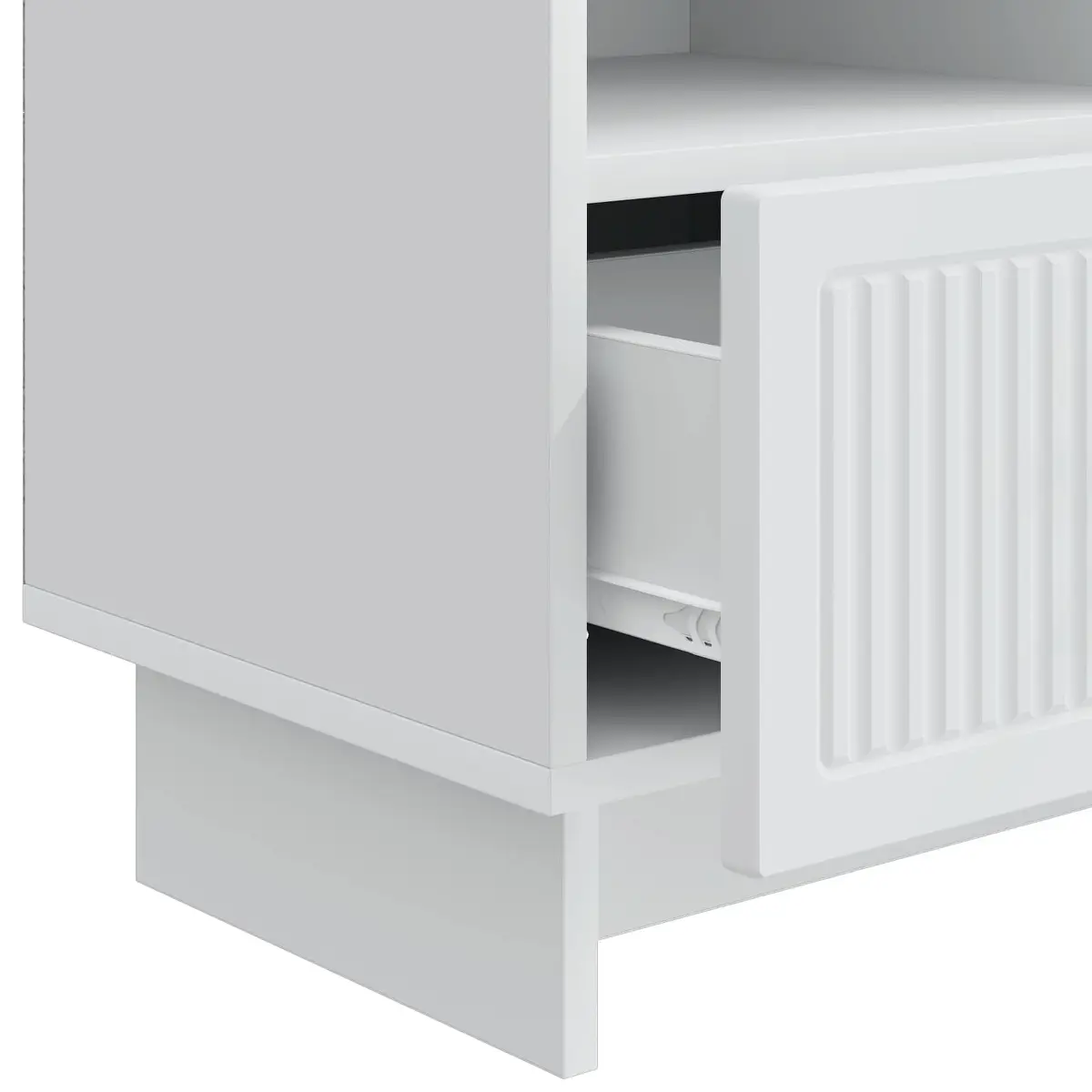 TV Cabinet White Modern Engineered Wood Storage Unit with Drawer
