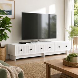 White TV Cabinet with Drawer: Compact and Efficient