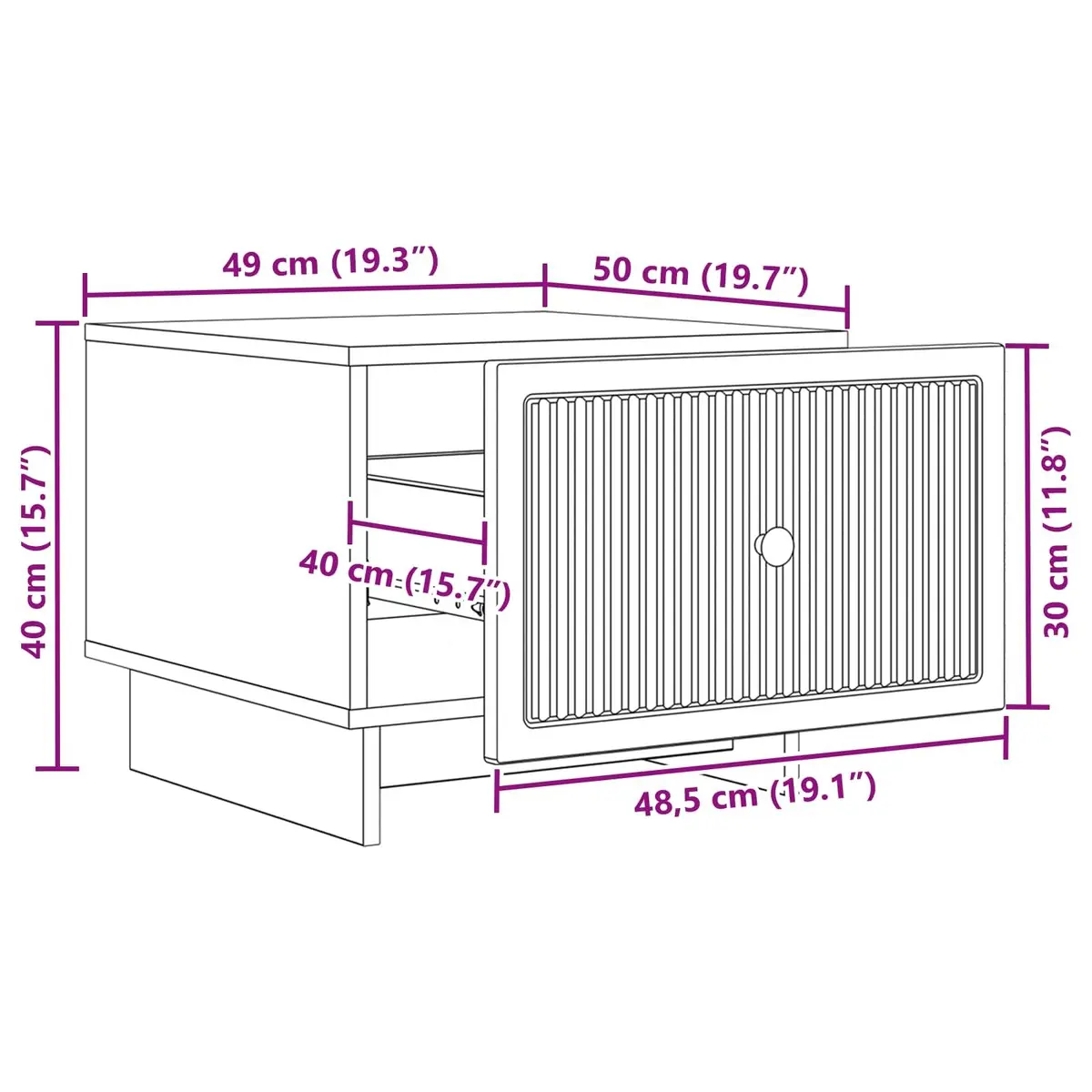 Coffee Table White 49x50x40cm Modern with Drawer