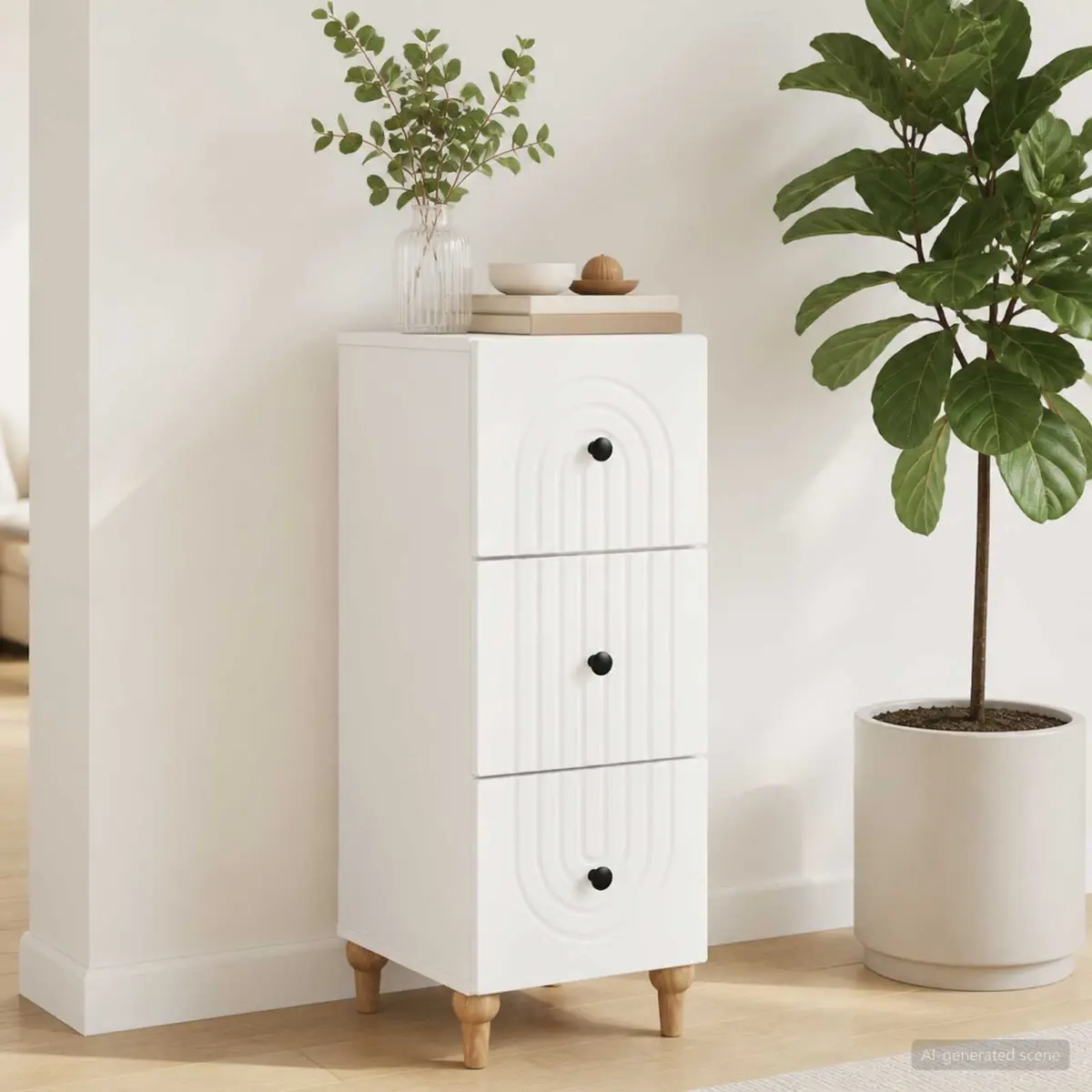 Drawer Storage Cabinet White 33 x 34.5 x 90 cm Engineered Wood Furniture