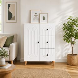 White Sideboard Storage Cabinet - Compact Design