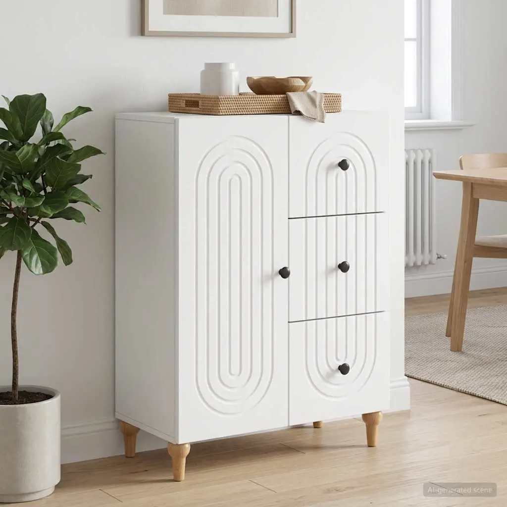 Sideboard White 66 x 34.5 x 90 cm Engineered Wood Storage Cabinet for Lounge Dining Room