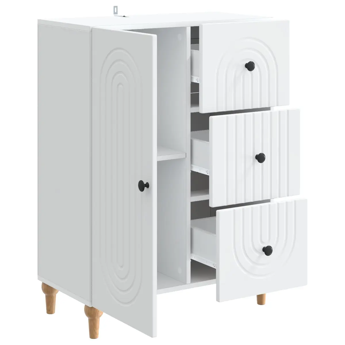 Sideboard White 66 x 34.5 x 90 cm Engineered Wood Storage Cabinet for Lounge Dining Room