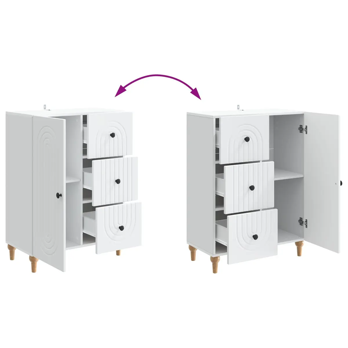 Sideboard White 66 x 34.5 x 90 cm Engineered Wood Storage Cabinet for Lounge Dining Room