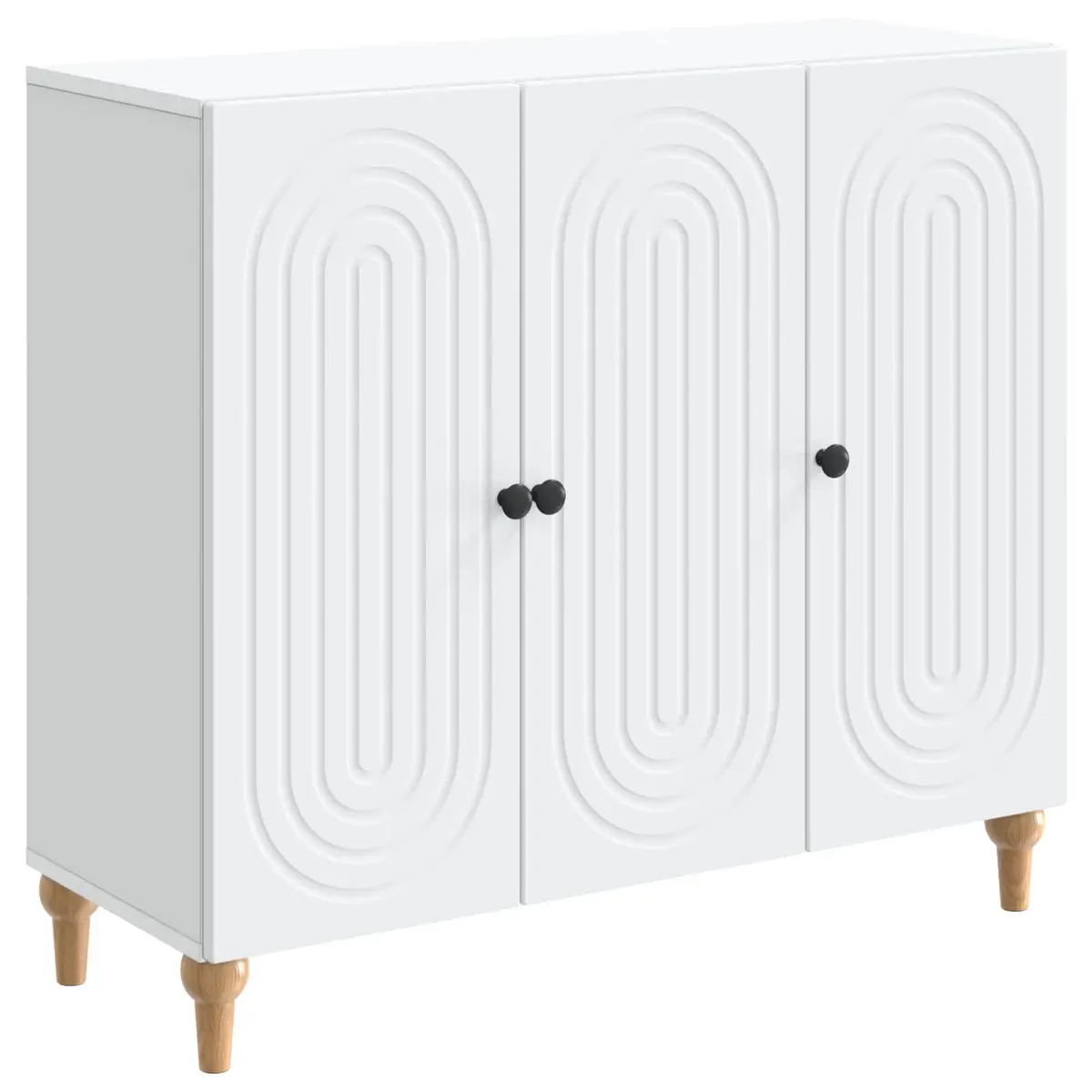 Sideboard Cabinet White Engineered Wood 89x34.5x80cm 90 Degree Swing Hinge Doors Internal Utility Shelves