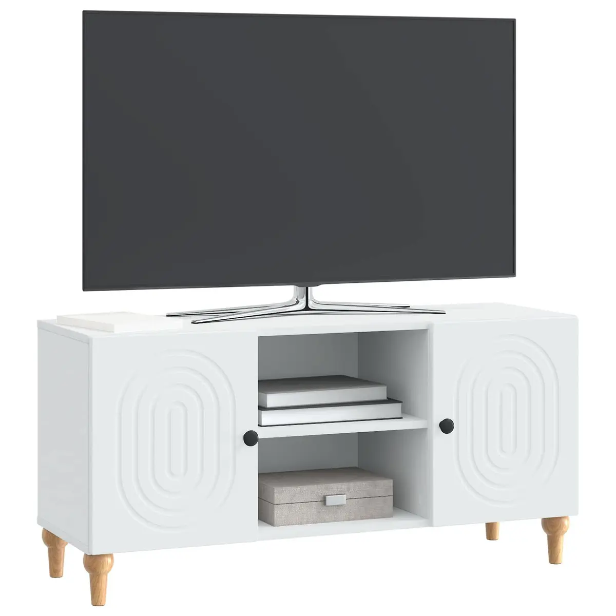 TV Cabinet White 102x34.5x50cm Modern Living Room Media Storage Unit