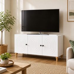 Compact White TV Cabinet with Spacious Design