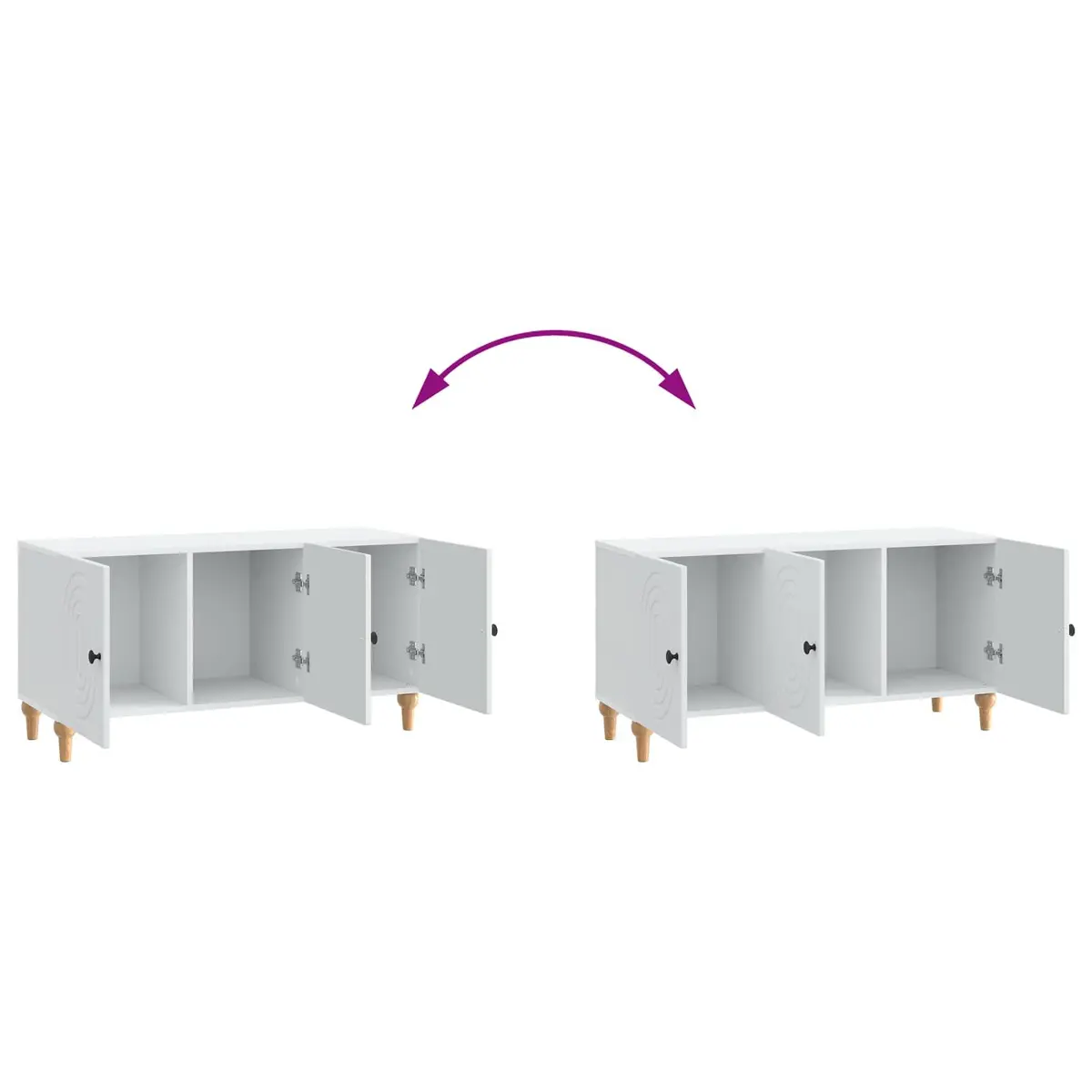 TV Cabinet White Modern Storage Unit 99 x 34.5 x 50 cm Living Room Furniture