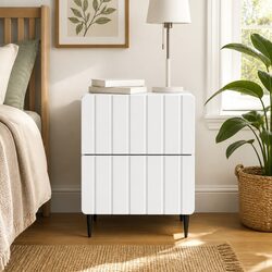 Bedside Cabinet White 43 x 34.5 x 49.5 cm Modern Bedroom Nightstand Storage