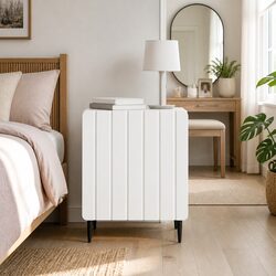 Compact and Sleek White Nightstand with Ample Storage