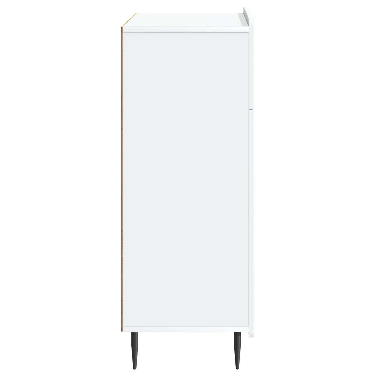 Sideboard White Engineered Wood Modern Storage Cabinet with 90° Swing Hinge Door and Black Iron Tapered Legs