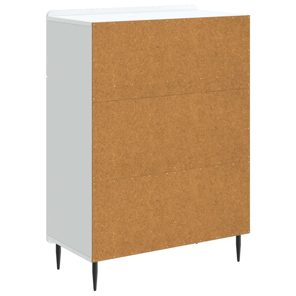 Sideboard White Engineered Wood Modern Storage Cabinet with 90° Swing Hinge Door and Black Iron Tapered Legs