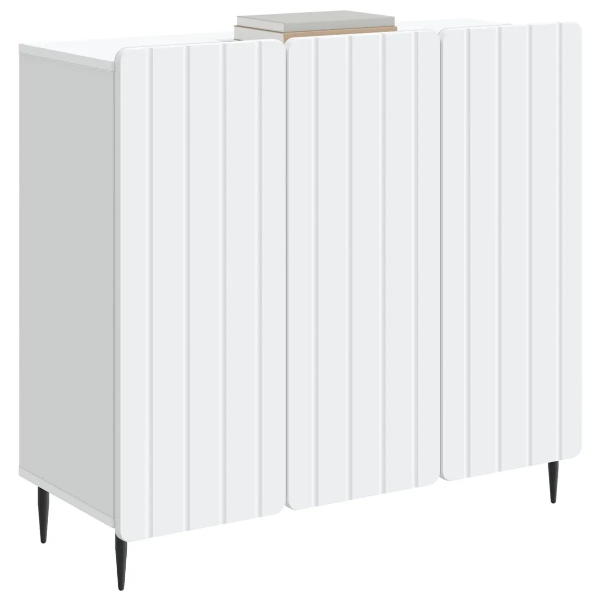 Sideboard White 89x34.5x82cm Modern Storage Cabinet with Steel Legs for Living Room Dining Room