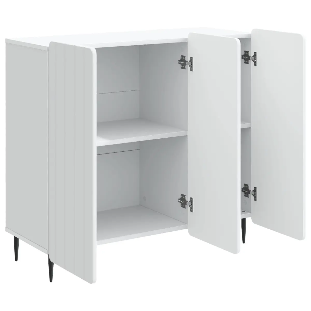 Sideboard White 89x34.5x82cm Modern Storage Cabinet with Steel Legs for Living Room Dining Room