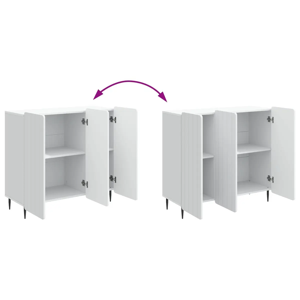 Sideboard White 89x34.5x82cm Modern Storage Cabinet with Steel Legs for Living Room Dining Room