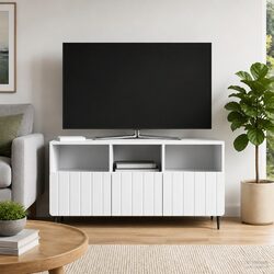 Compact and Chic White TV Cabinet with Drawer