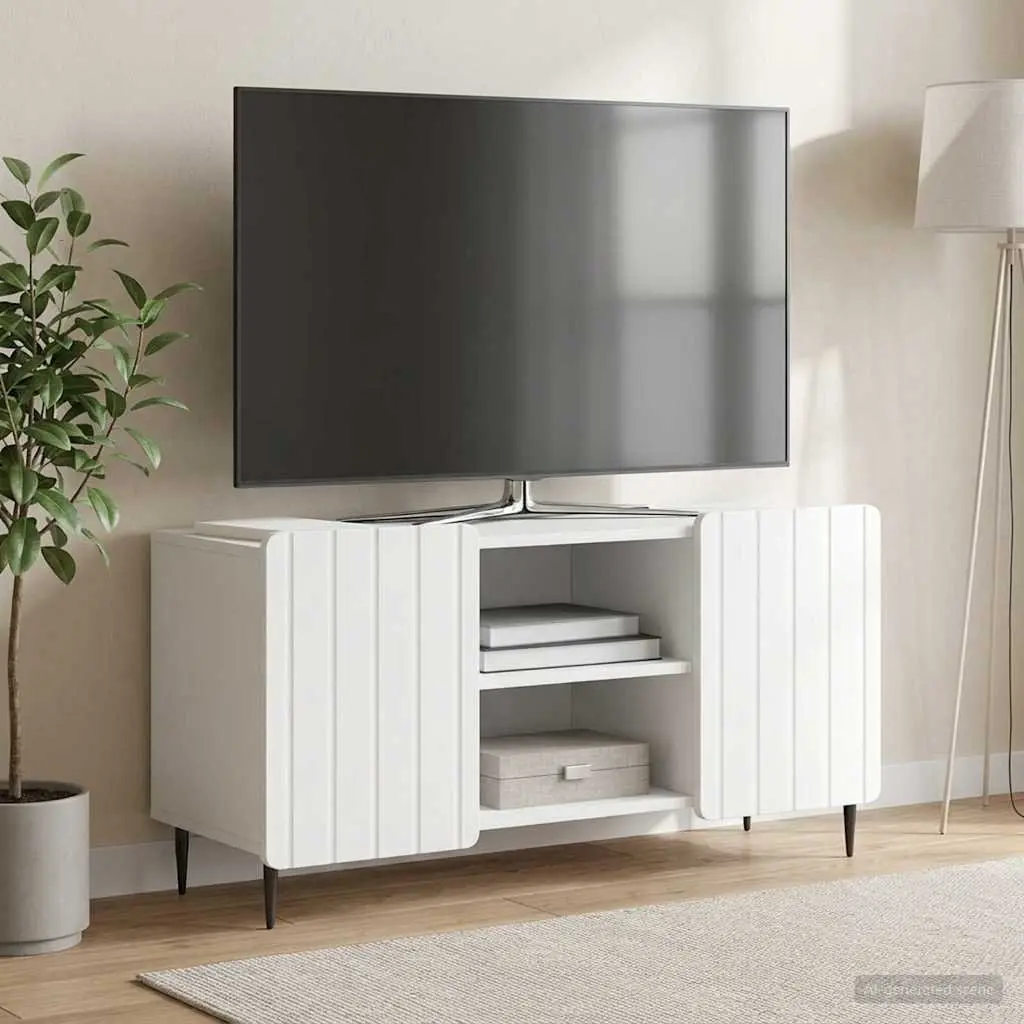 TV Cabinet White Modern Storage Unit Living Room Furniture Sideboard Engineered